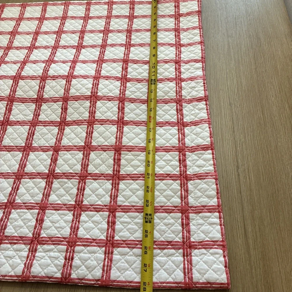 Nina Campell Home Pair Euro Pillow Shams 28x28 Red / White Check Quilted